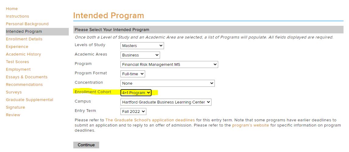 How to Apply for UConn Accelerated FRM Option